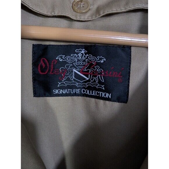 Vintage Oleg Cassini Men Tan Trench Coat 42R Removable Wool Lining Belted - Picture 4 of 16